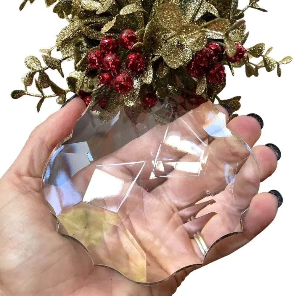Kissing Krystals Acrylic Mistletoe Christmas Ornament Clear Green Gold Red Berry